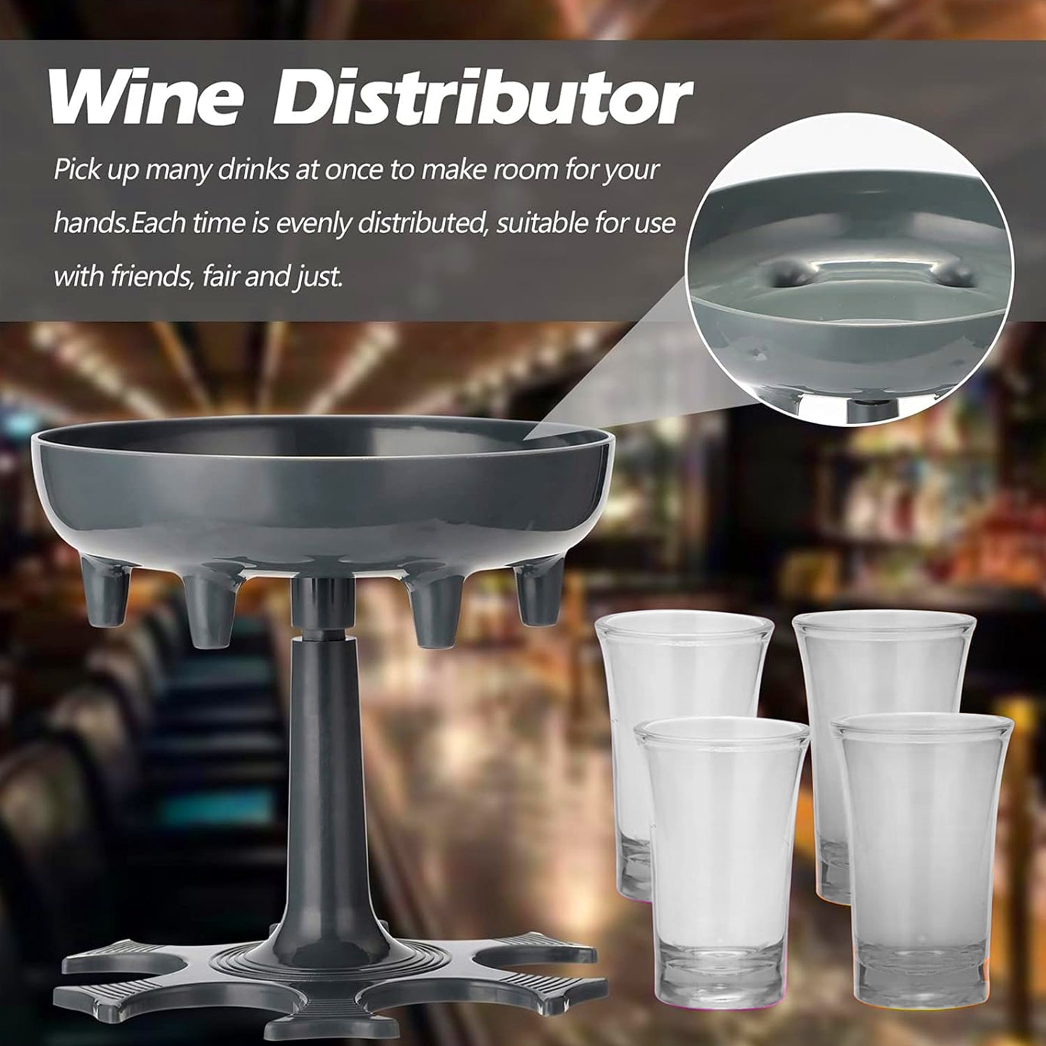 6 Shot Win Glass Dispensers With Tray  6 Pcs Glass 6 Shot Win Glass Dispensers With Tray  6 Pcs Glass